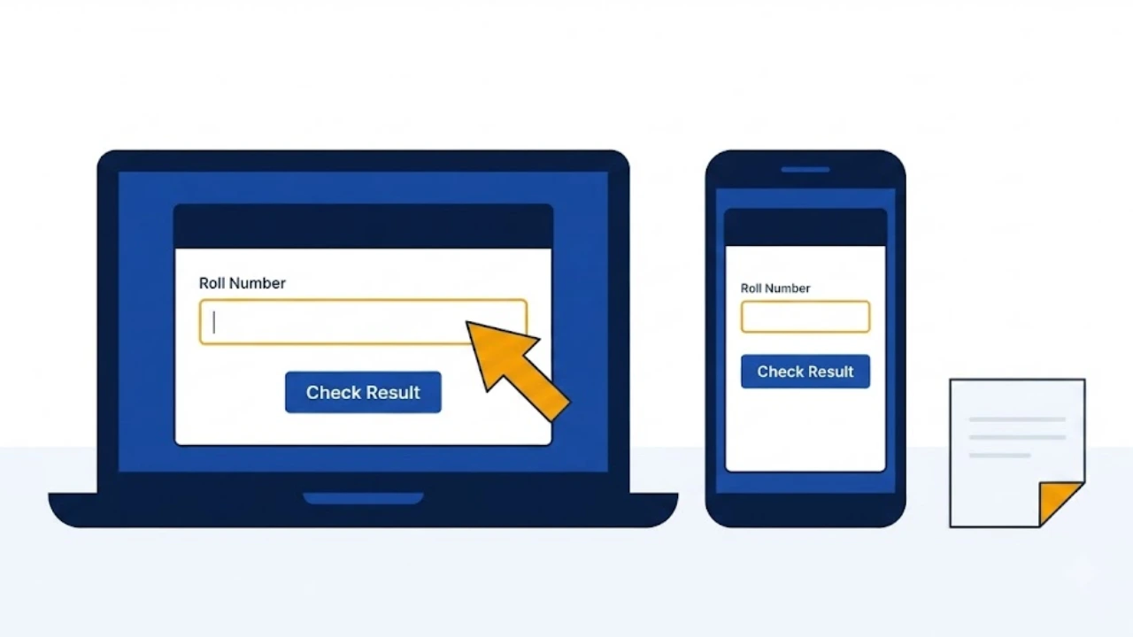 Entering a roll number on a Punjab board website to check the 9th class result 2026